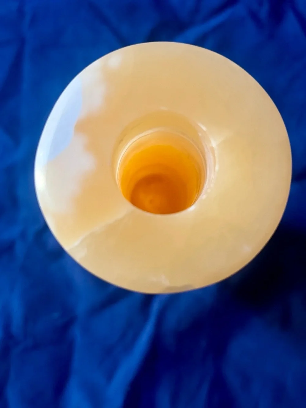 Handmade Egyptian Alabaster Vase 6.5” Carved Stone Honey Gold Veining